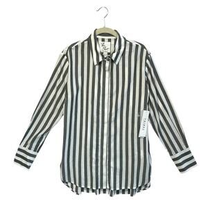Tribal Striped The Shirt NWT Women's Sz PS Gray White Relaxed Nautical Timeless